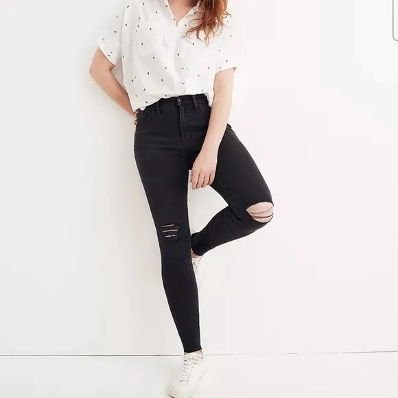 Madewell| 9&quot; Mid Rise Skinny Jeans Black Sea Size 27