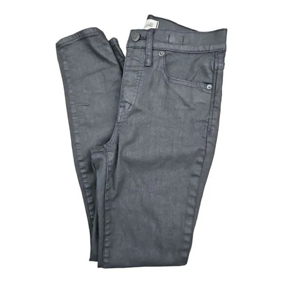 Madewell Black Wax Coated High-rise Skinny Jeans Size 28
