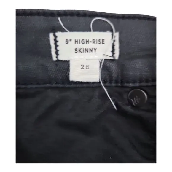 Madewell Black Wax Coated High-rise Skinny Jeans Size 28