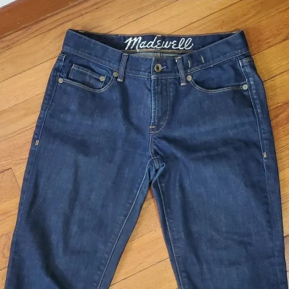 Madewell Size 28/10 Jeans Skinny Ankle Cotton Blue Denim Zipper Hem Mid Rise