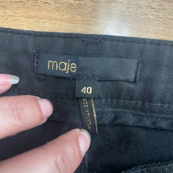 Maje Patchy Black Suede Leather Denim Jeans size 40