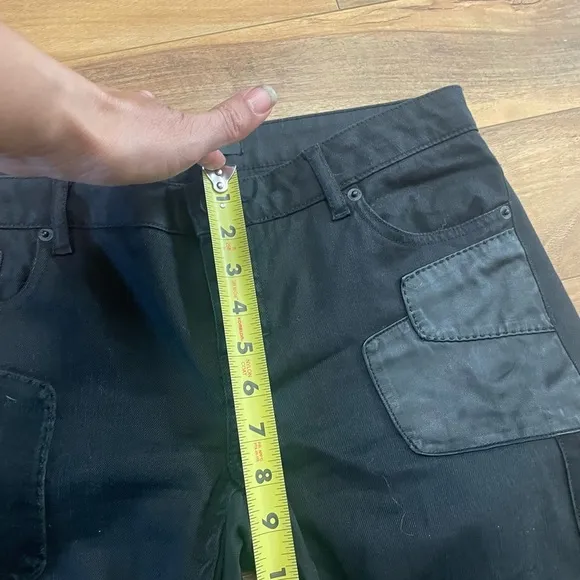 Maje Patchy Black Suede Leather Denim Jeans size 40