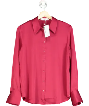 MANGO Red Satin Long Sleeve Shirt UK 8