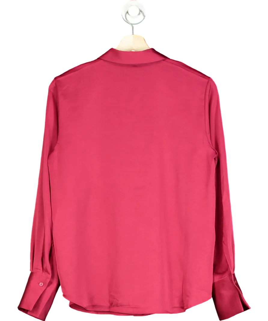 MANGO Red Satin Long Sleeve Shirt UK 8