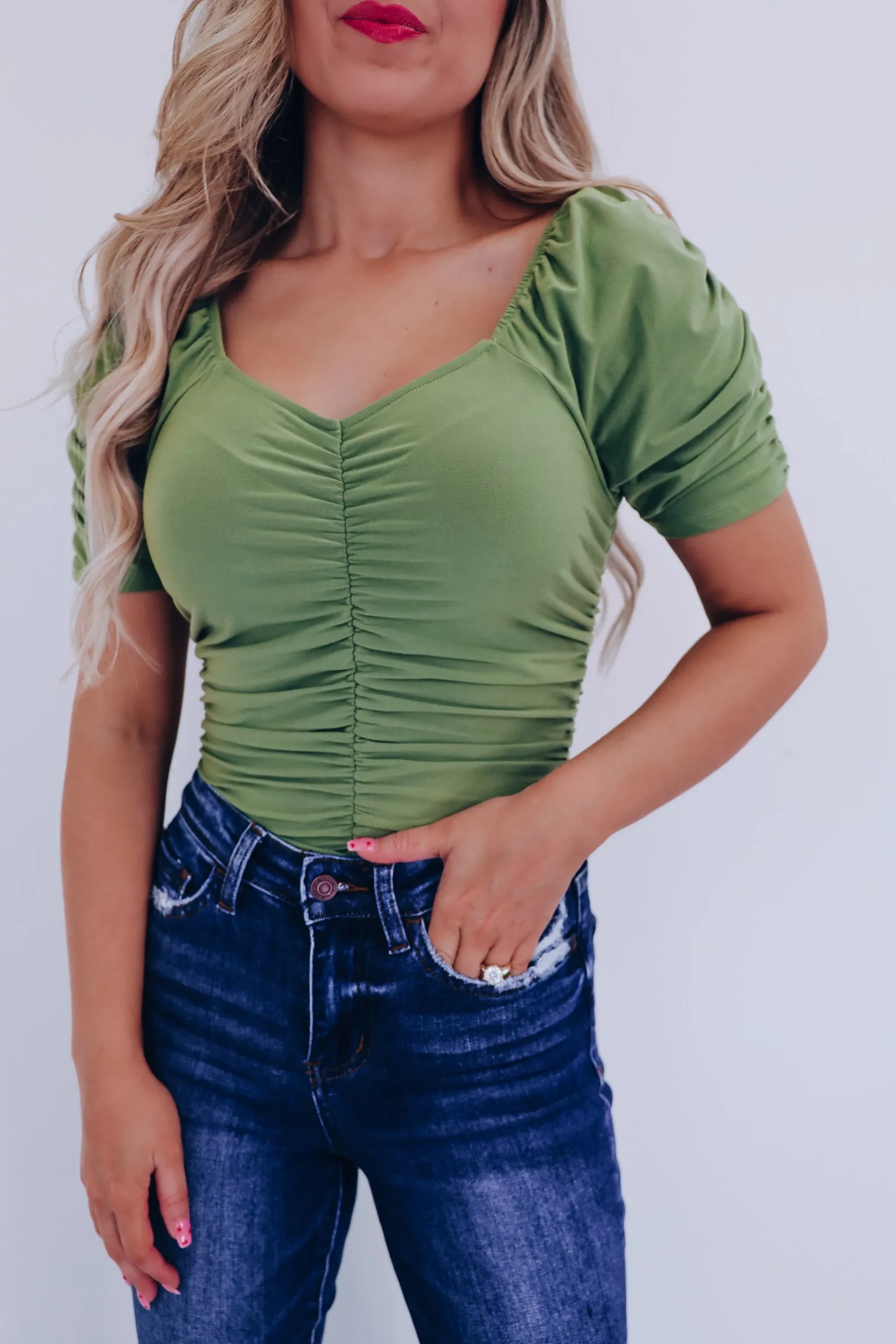 Marilyn Ruched Bodysuit - Green
