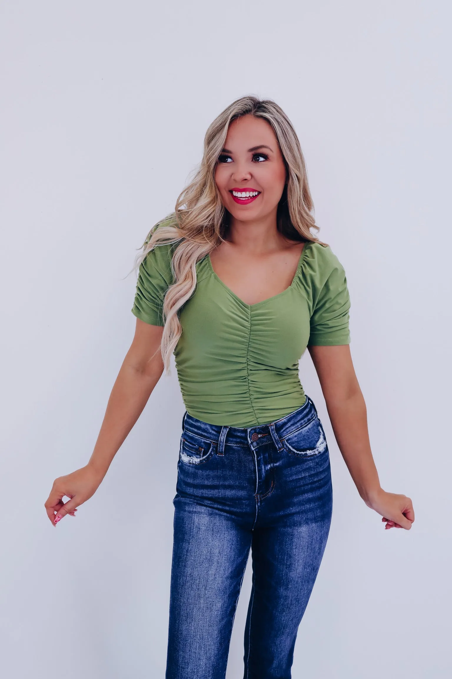 Marilyn Ruched Bodysuit - Green