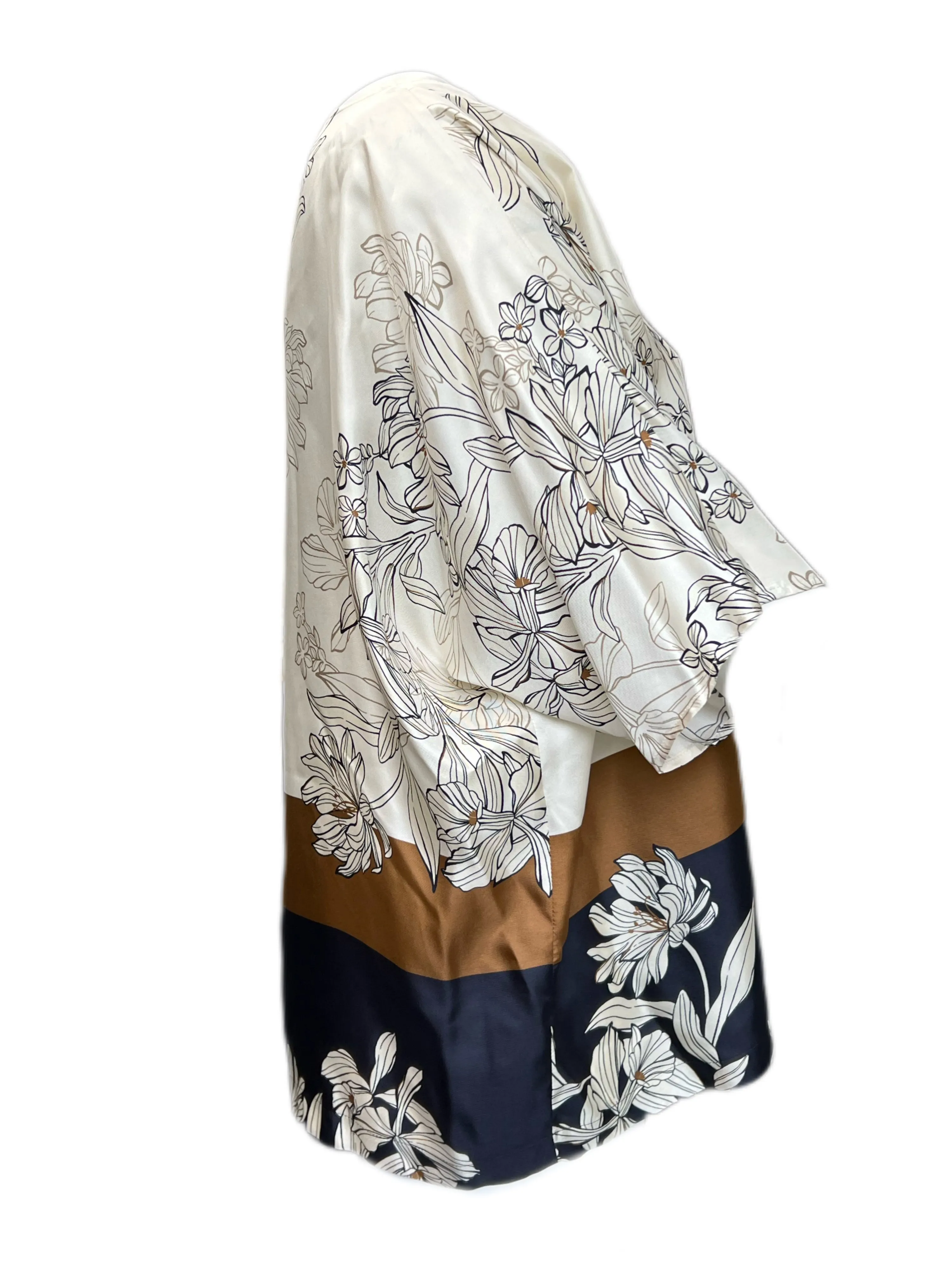 Marina Rinaldi Women's Ivory Famose Printed Silk Blouse NWT