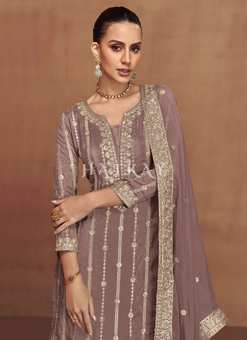 Mauve Purple Party Wear Gharara Suit