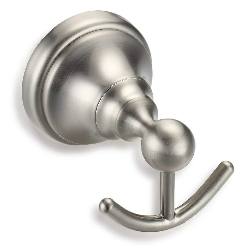 Maykke Boulder Double Towel and Robe Hook for Bathroom, Shower, or Kitchen Solid Brass Bath Robe Holder Coat Hanger in Bedroom 3 Colors to Choose from Brushed Nickel, OYA1031103