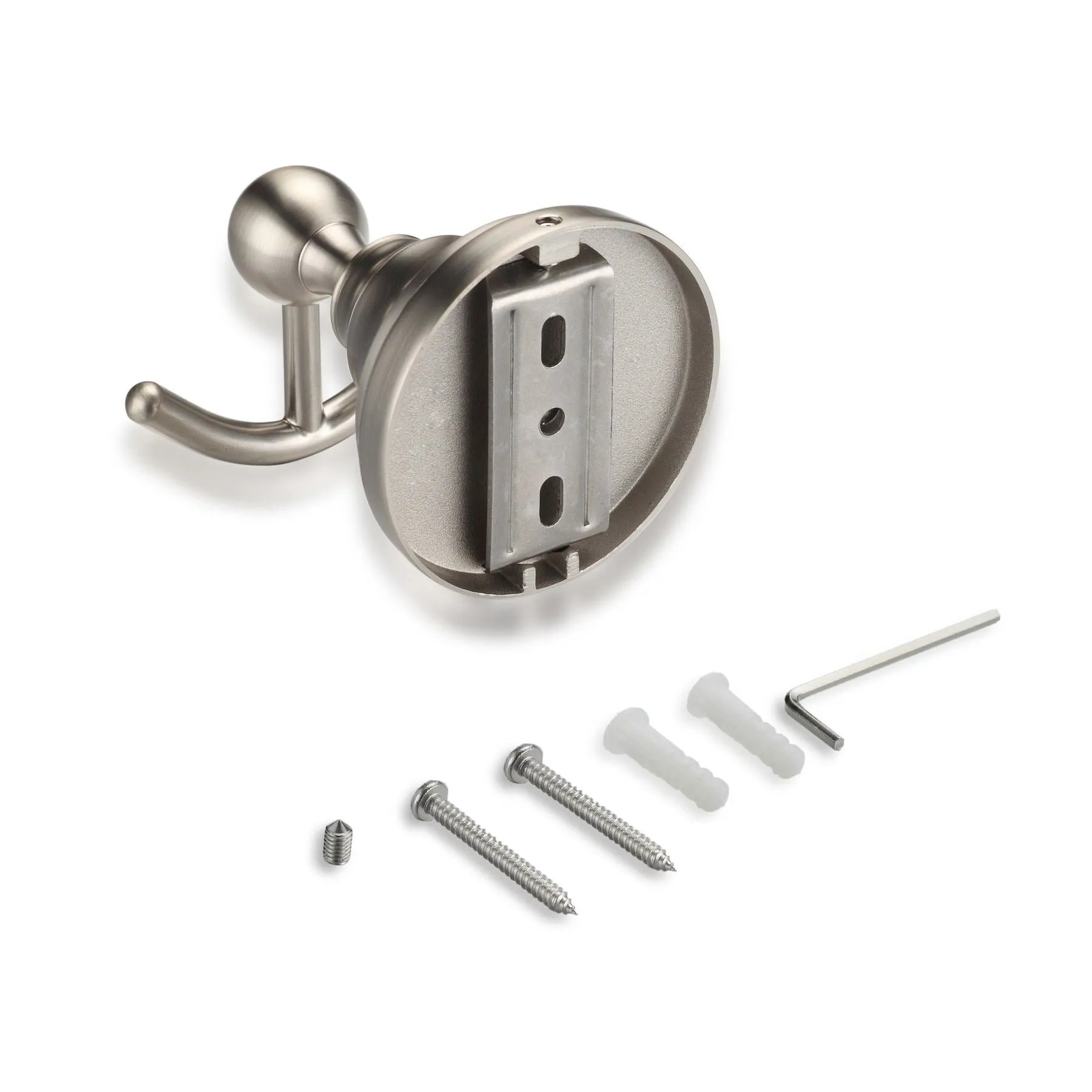 Maykke Boulder Double Towel and Robe Hook for Bathroom, Shower, or Kitchen Solid Brass Bath Robe Holder Coat Hanger in Bedroom 3 Colors to Choose from Brushed Nickel, OYA1031103