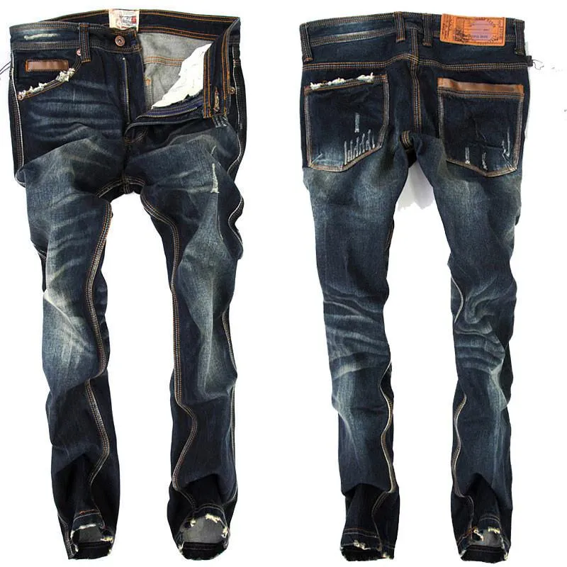 Men's Straight Fit Distressed Jeans