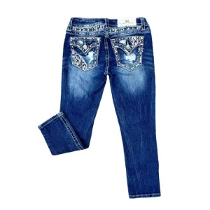 Miss Me low rise distressed rhinestones crop jeans size 26x24