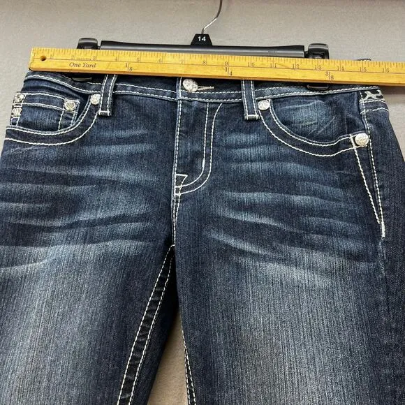 Miss Me Women’s Jeans Size 29x29.5 (8) Low Rise Skinny Cheetah Print Blingy EUC