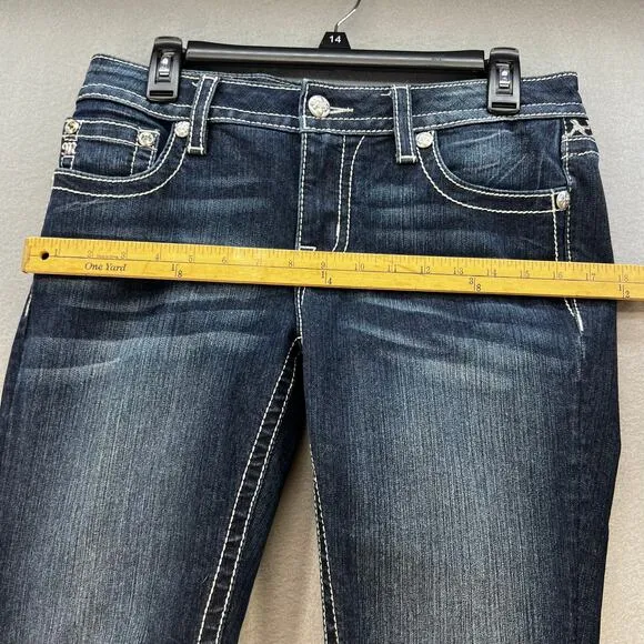 Miss Me Women’s Jeans Size 29x29.5 (8) Low Rise Skinny Cheetah Print Blingy EUC
