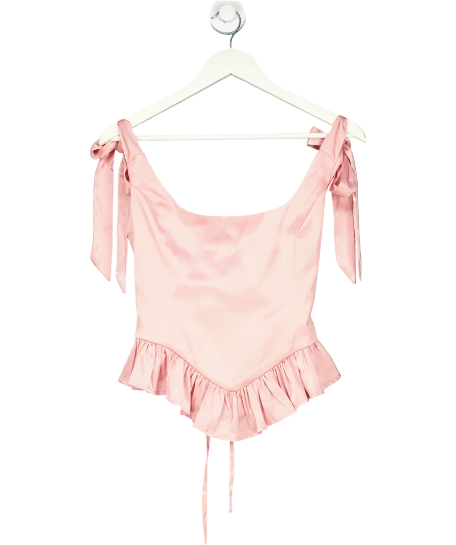 MORE TO COME Pink Cecilia Corset Satin Top UK S