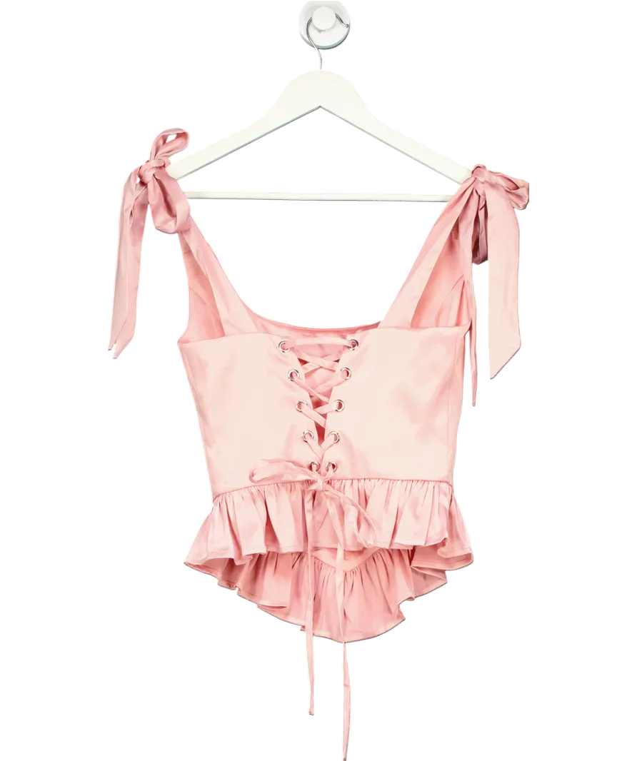 MORE TO COME Pink Cecilia Corset Satin Top UK S