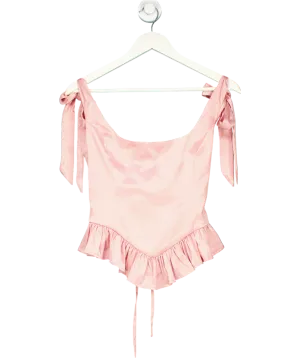 MORE TO COME Pink Cecilia Corset Satin Top UK S