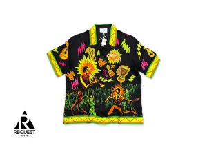 Music For The People Silk Twill In Cuban Collar Short Sleeve Shirt "Multi"