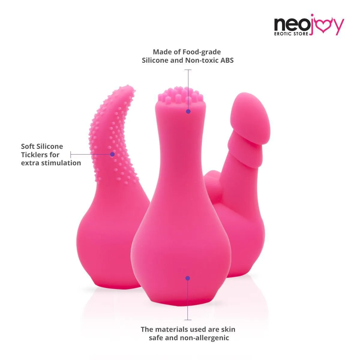 Neojoy Silicone Vibrator Sleeves - Wand Vibrator Attachments
