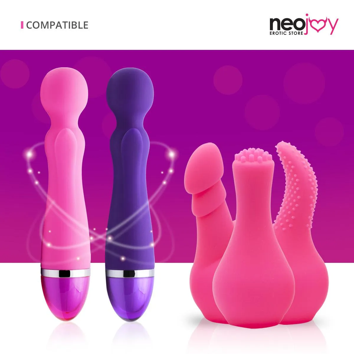 Neojoy Silicone Vibrator Sleeves - Wand Vibrator Attachments