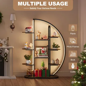 New Assembled 9 Tier Moon-Shaped Plant Rack with LED Lights! Retail $541 