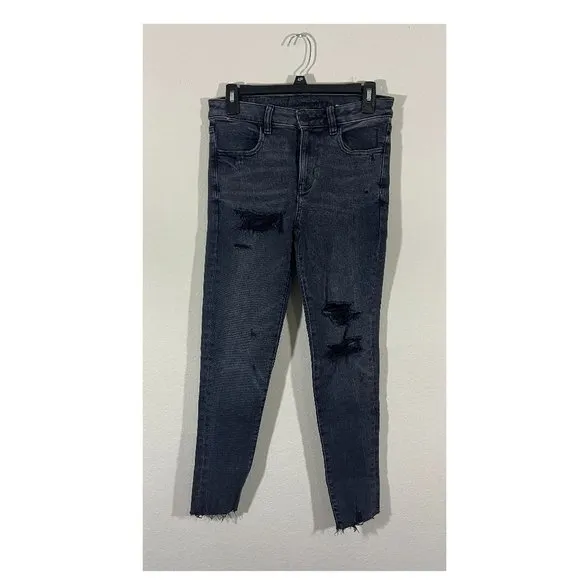 NWOT American Eagle Women's High Rise Distressed Black Jeans Size 6