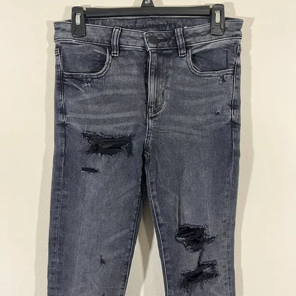 NWOT American Eagle Women's High Rise Distressed Black Jeans Size 6