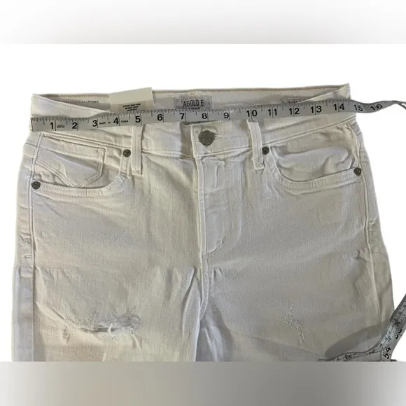 NWT Agolde Womens Jeans Sz 28 White High Rise Distressed Sophie Crop Raw Hem