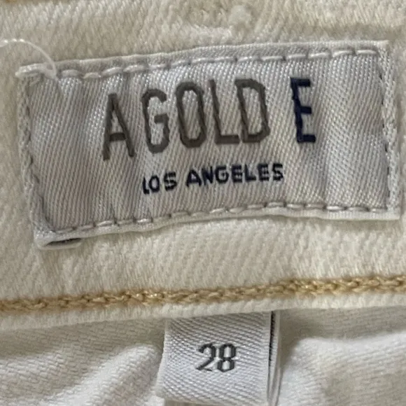 NWT Agolde Womens Jeans Sz 28 White High Rise Distressed Sophie Crop Raw Hem