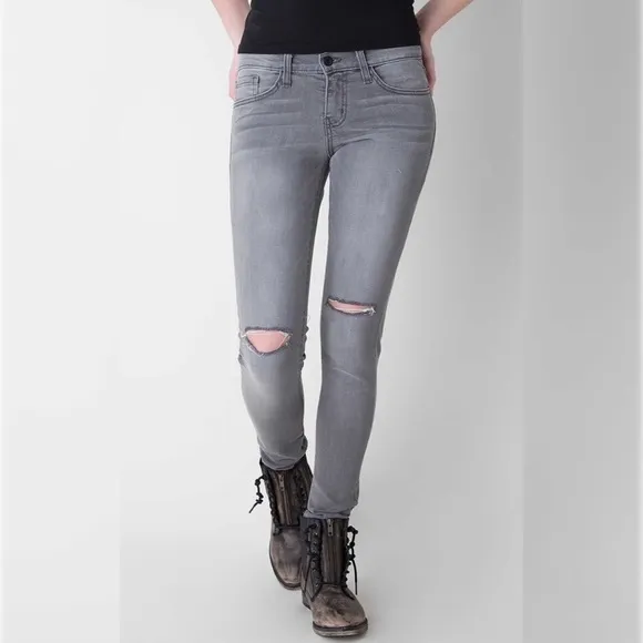 NWT Flying Monkey Grey Distressed Knee Platinum Skinny Jeans Size 29