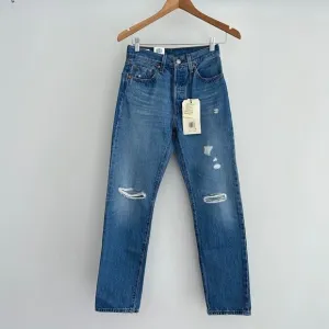 NWT Levi's 501 high rise straight leg distressed jeans