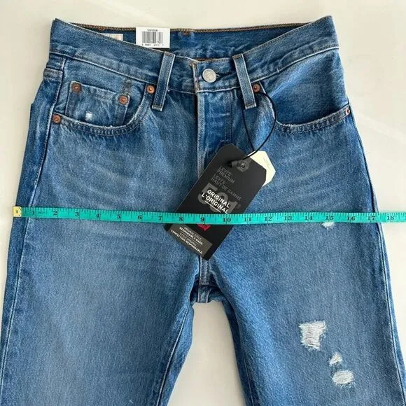 NWT Levi's 501 high rise straight leg distressed jeans