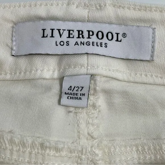 NWT Liverpool Ivory Cream Porcelain Hugger Piper Ankle Skinny Jeans Size 4 / 27