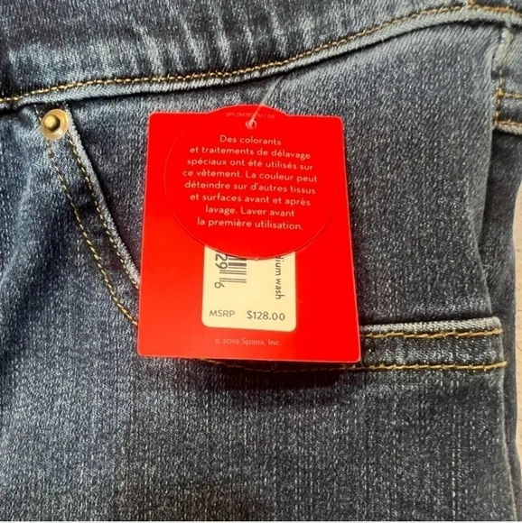 NWT Spanx Distressed High Rise Raw Hem Ankle Skinny Jeans Size Medium