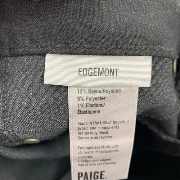 Paige Edgemont Coated Ultra Skinny Zipper Jeans in Black Silk Sz 25