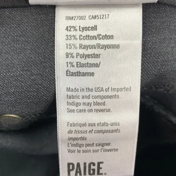 Paige Edgemont Coated Ultra Skinny Zipper Jeans in Black Silk Sz 25