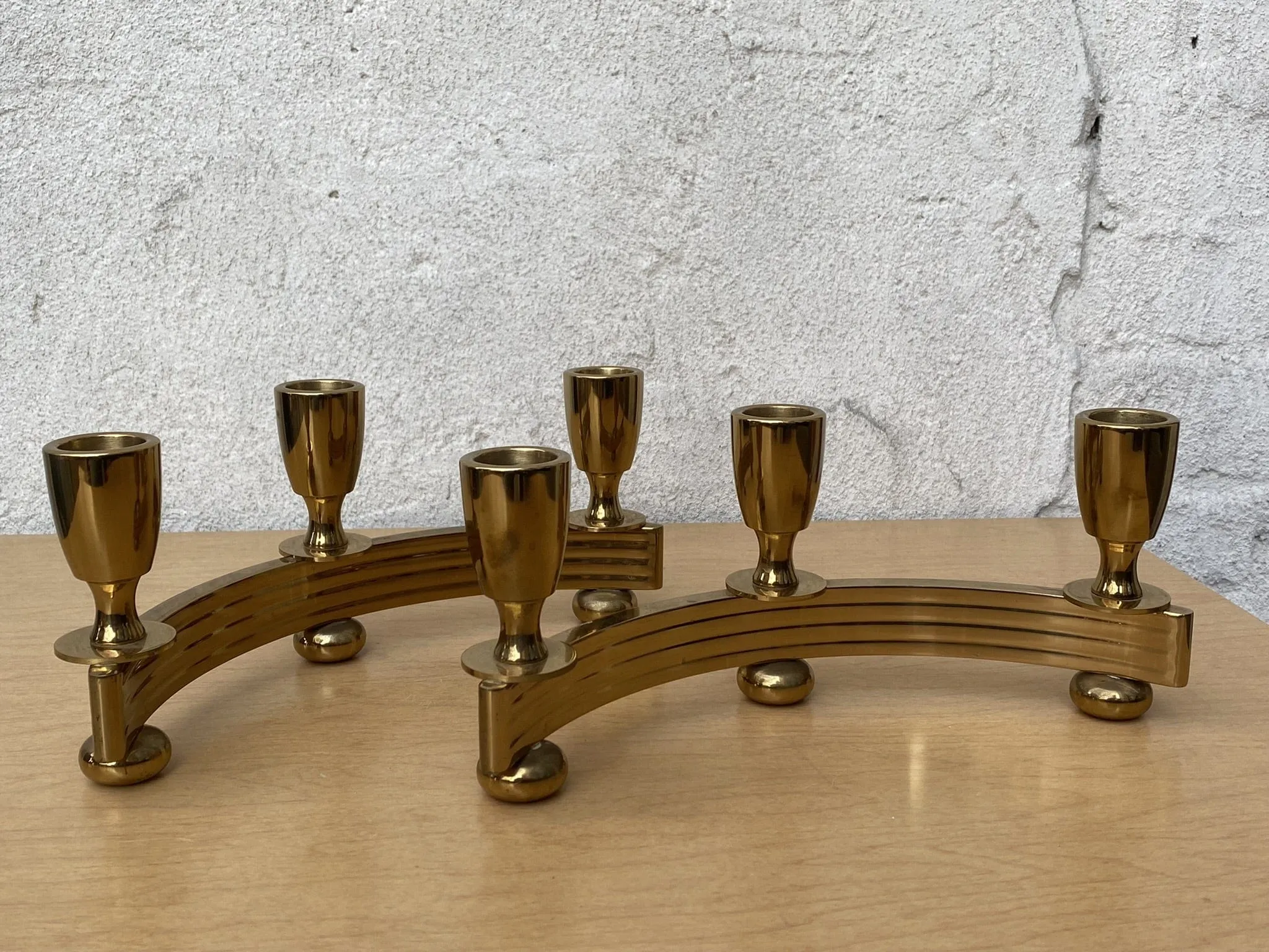 Pair Brass Deco Candlelabra Candle Stick Holders by Dirilyte #1