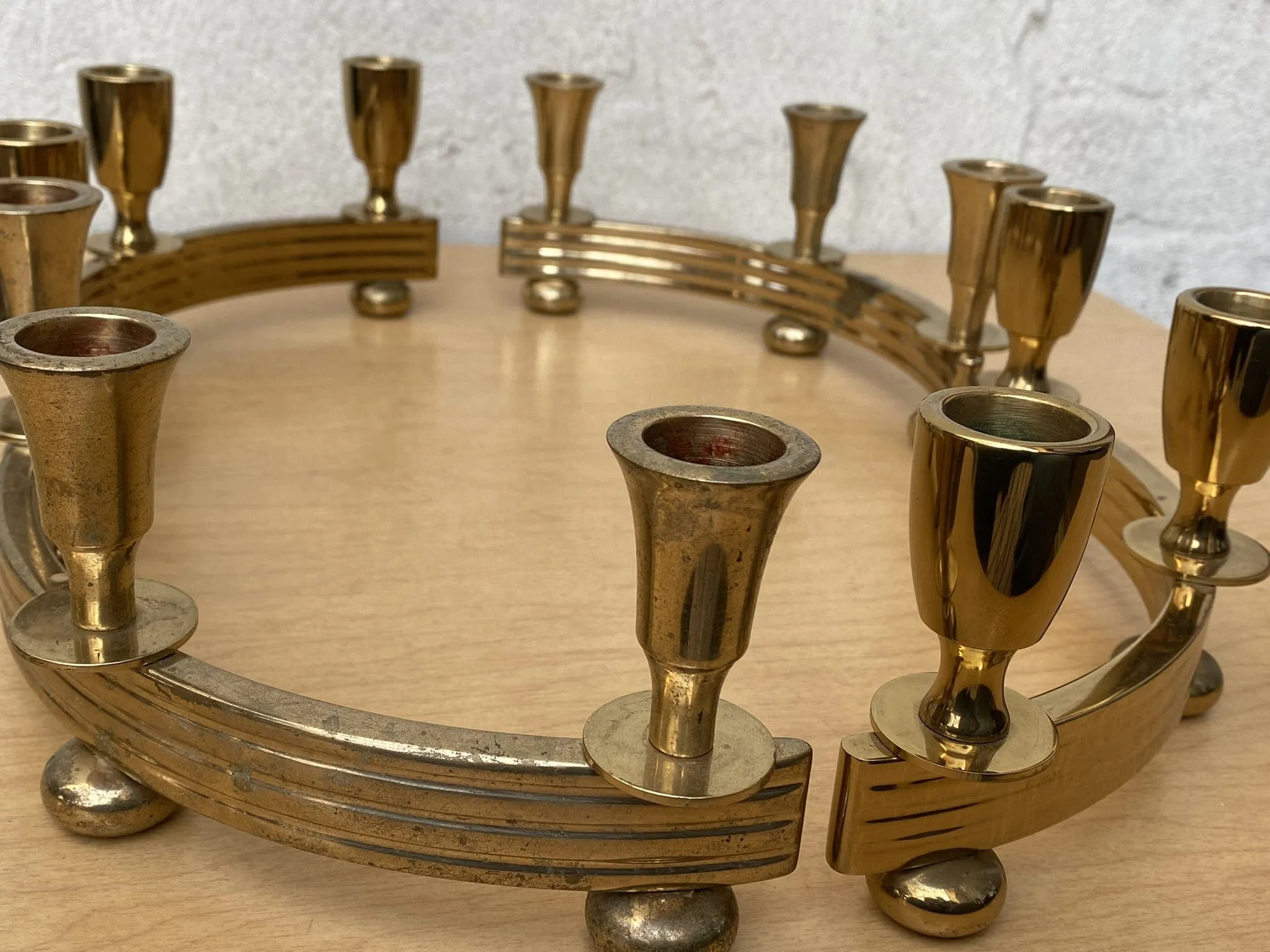 Pair Brass Deco Candlelabra Candle Stick Holders by Dirilyte #1