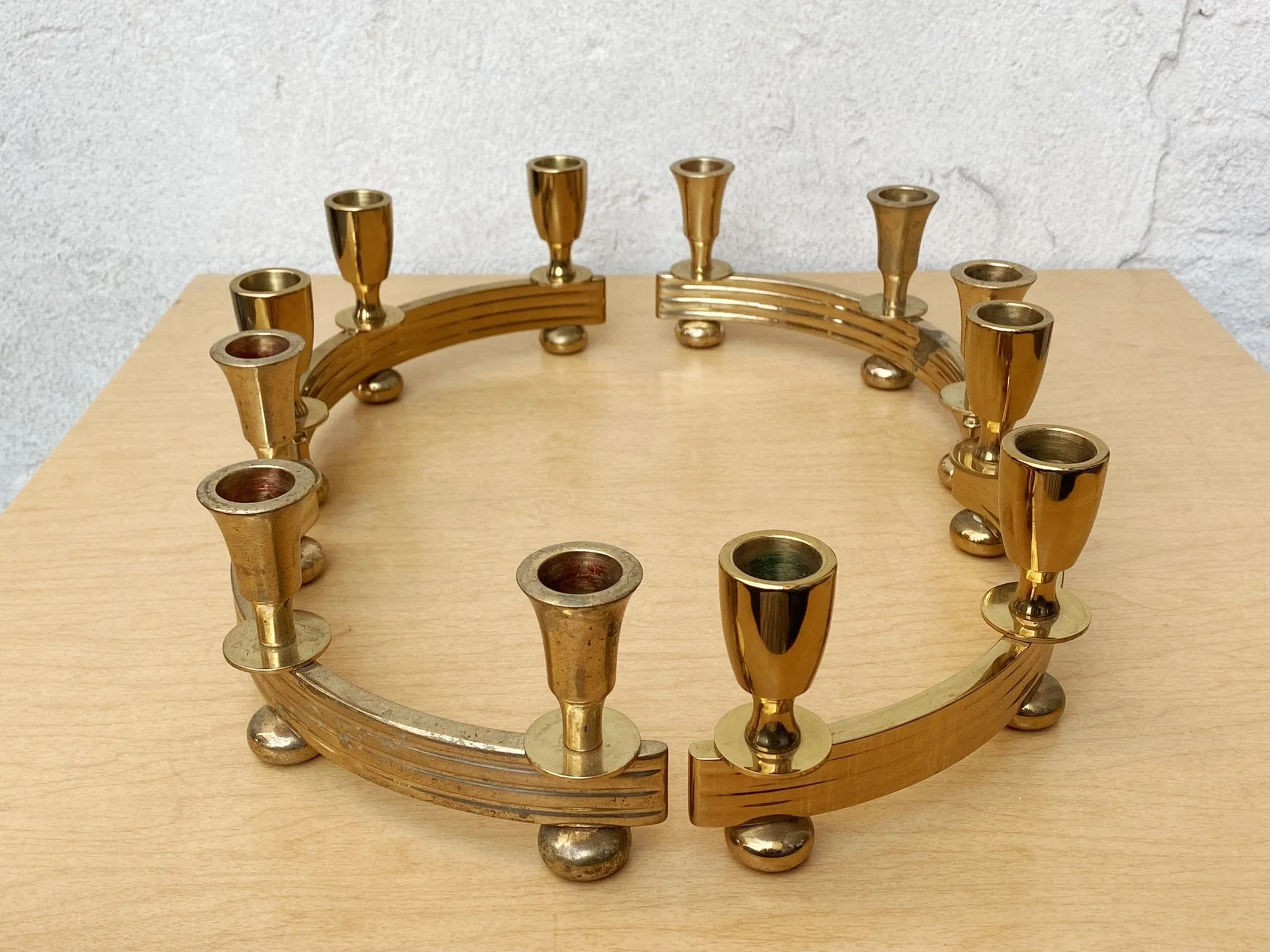 Pair Brass Deco Candlelabra Candle Stick Holders by Dirilyte #1
