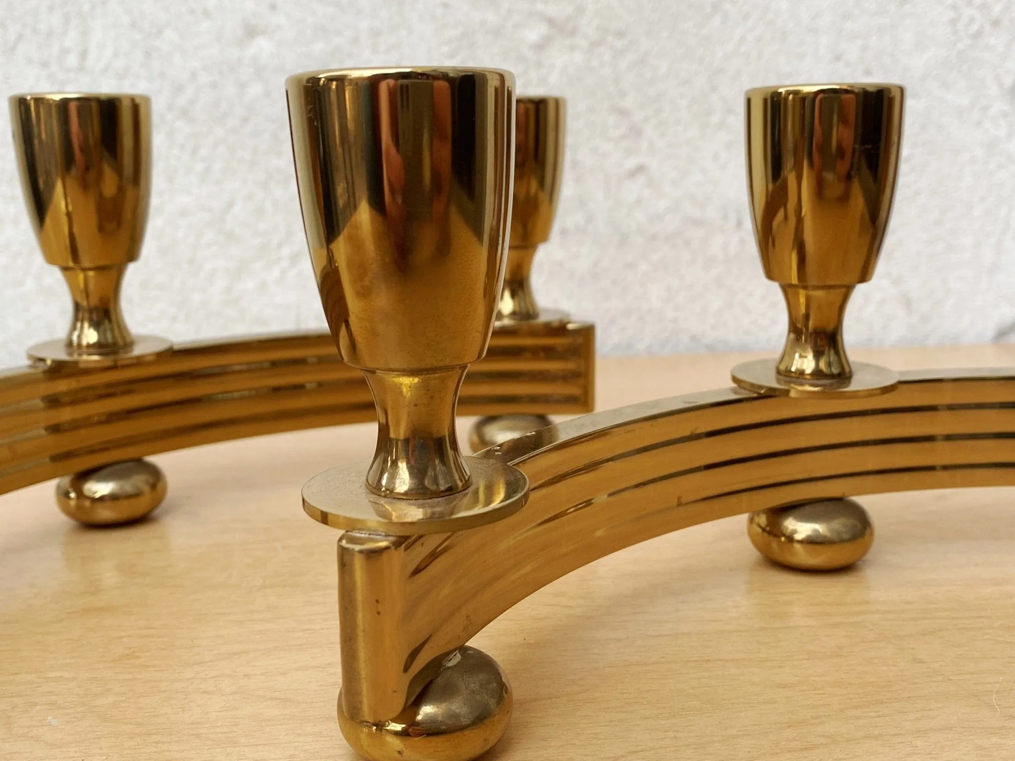 Pair Brass Deco Candlelabra Candle Stick Holders by Dirilyte #1