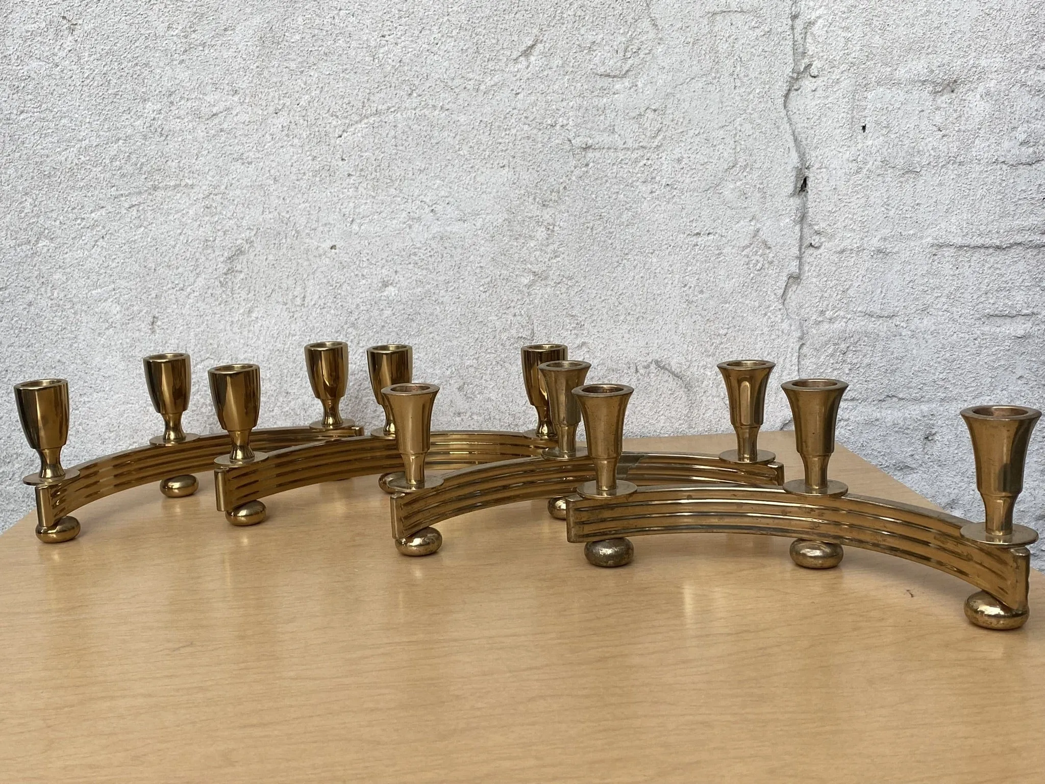 Pair Brass Deco Candlelabra Candle Stick Holders by Dirilyte #1