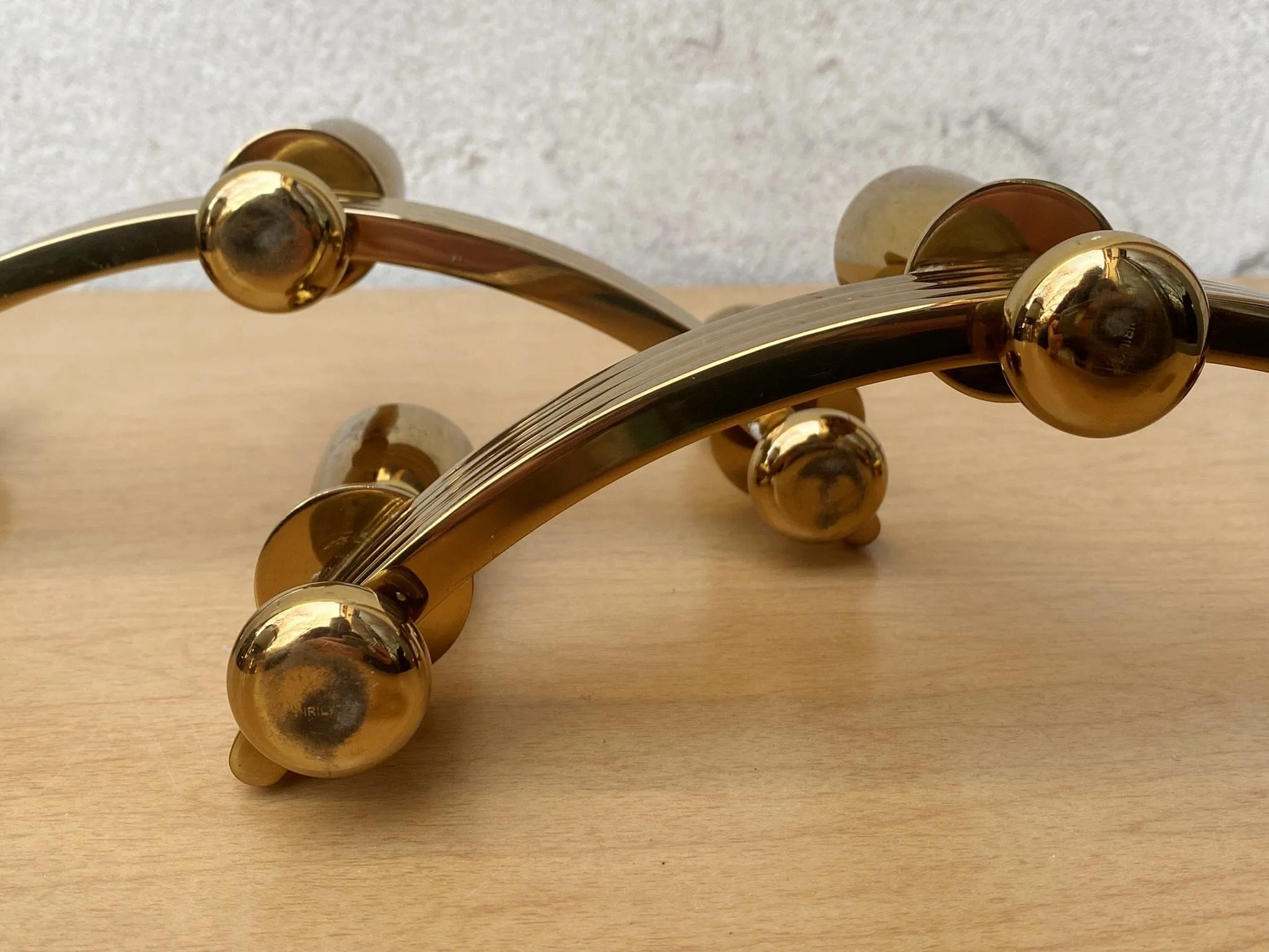 Pair Brass Deco Candlelabra Candle Stick Holders by Dirilyte #1