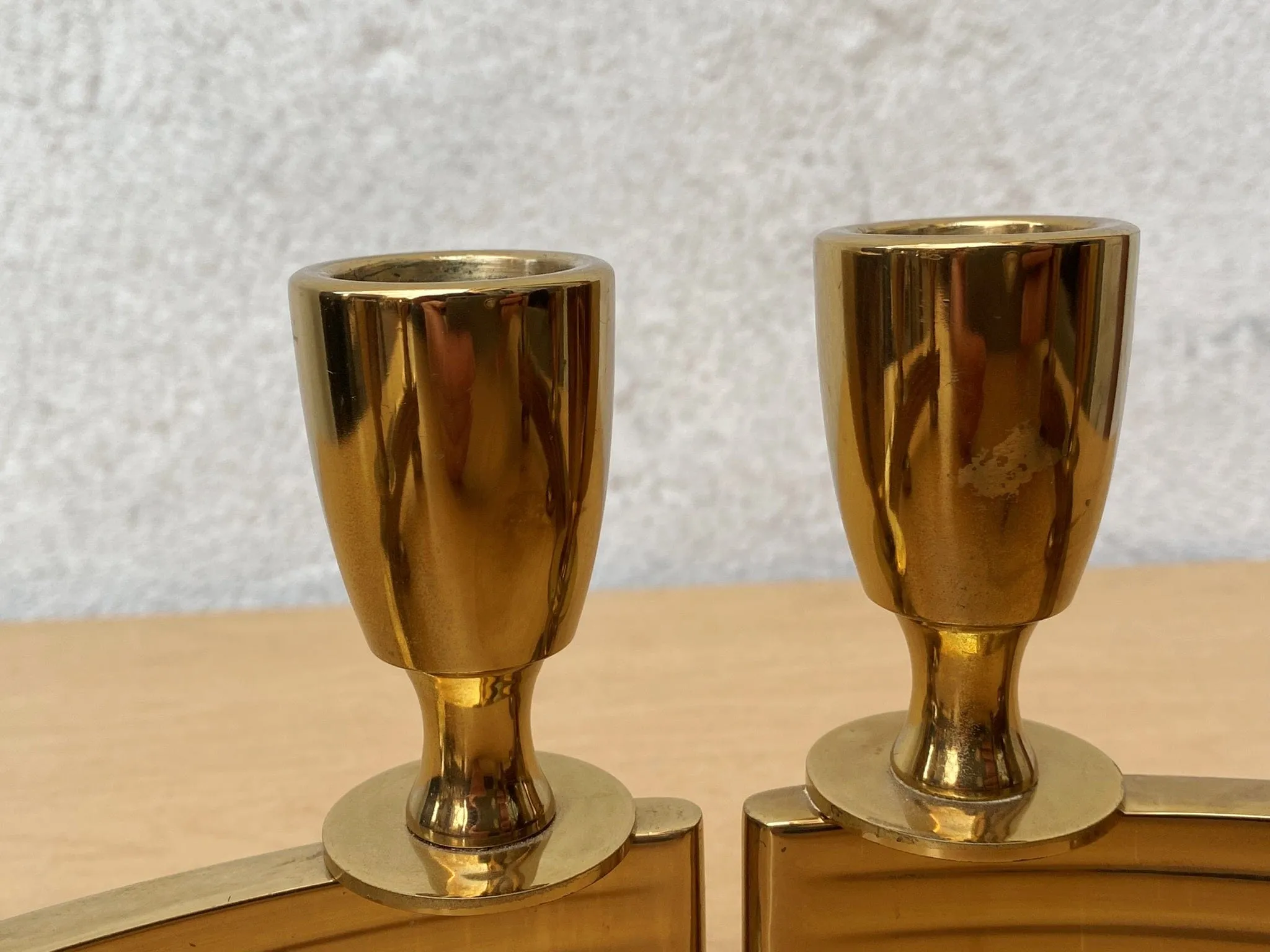 Pair Brass Deco Candlelabra Candle Stick Holders by Dirilyte #1