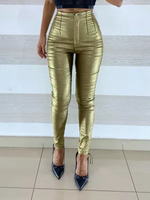 Pantaloni Eudora Skinny e Elasticizzati Oro
