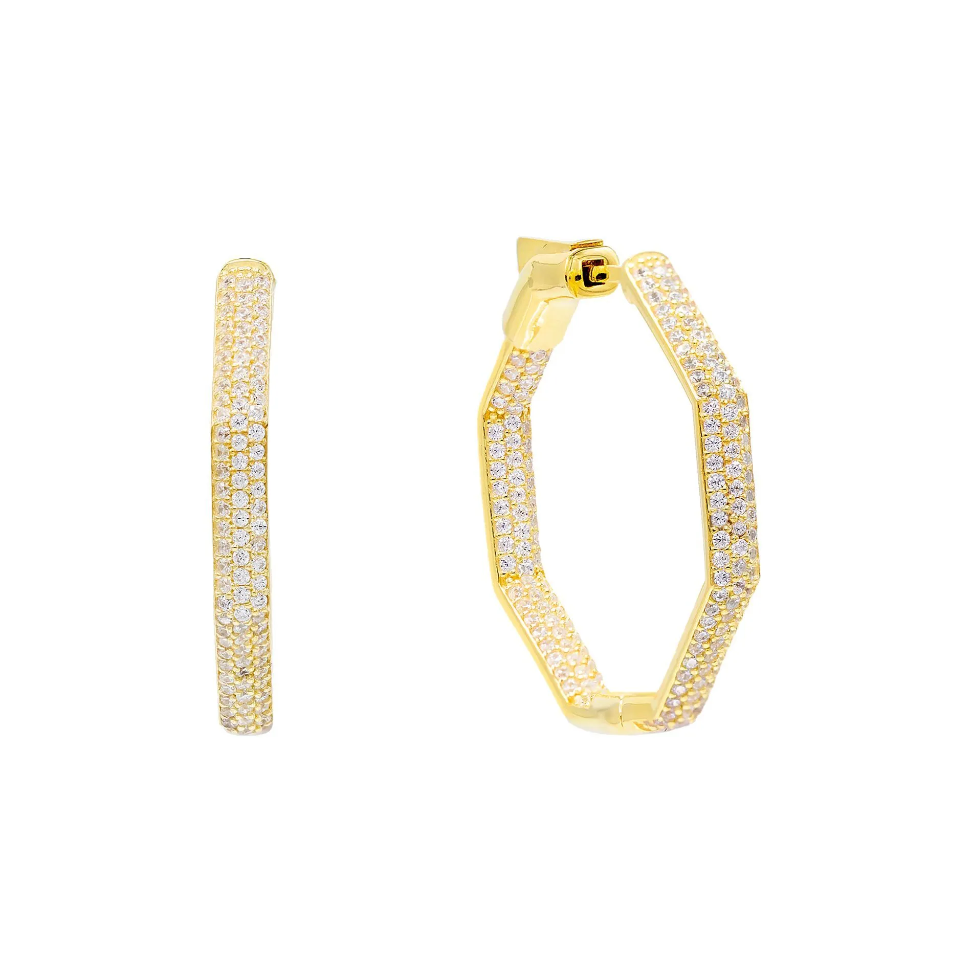 Pavé Octagon Hoop Earring