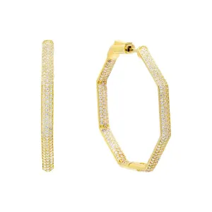 Pavé Octagon Hoop Earring