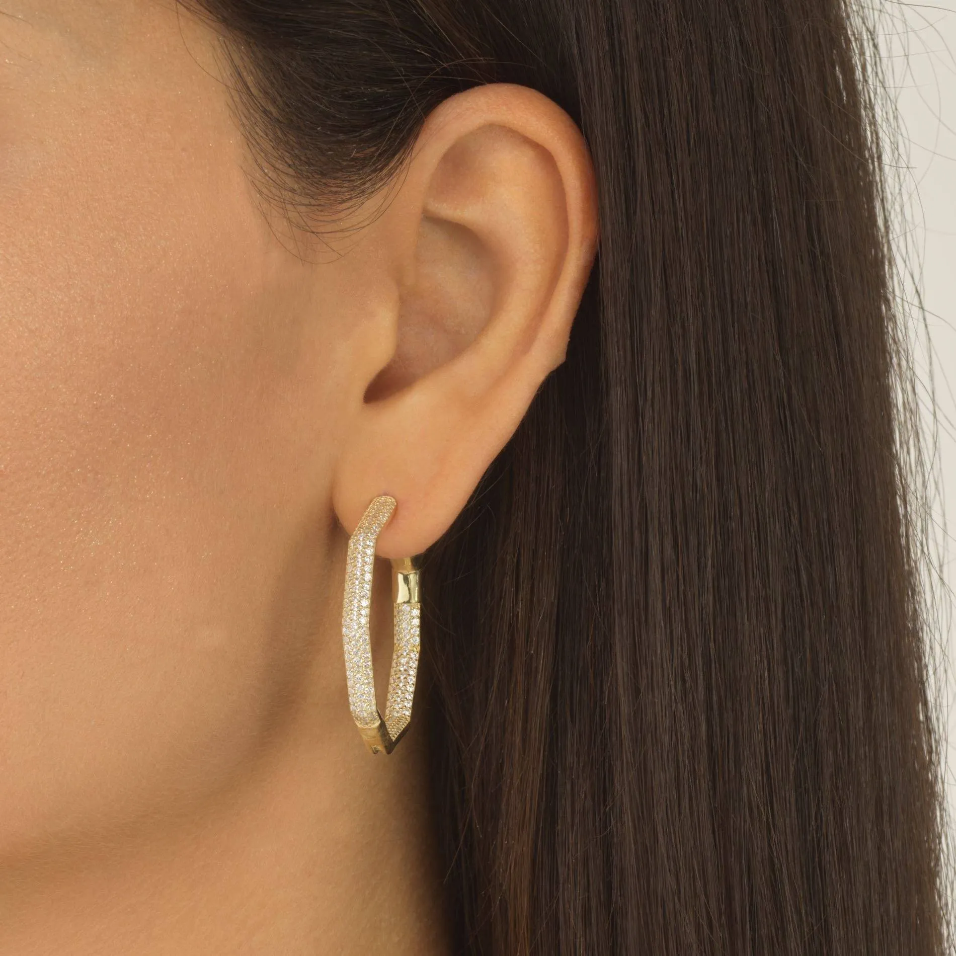 Pavé Octagon Hoop Earring