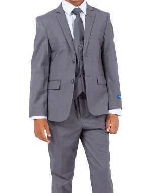 Perry Ellis Portfolio Solid 5 Piece Boy's Suit - Medium Gray