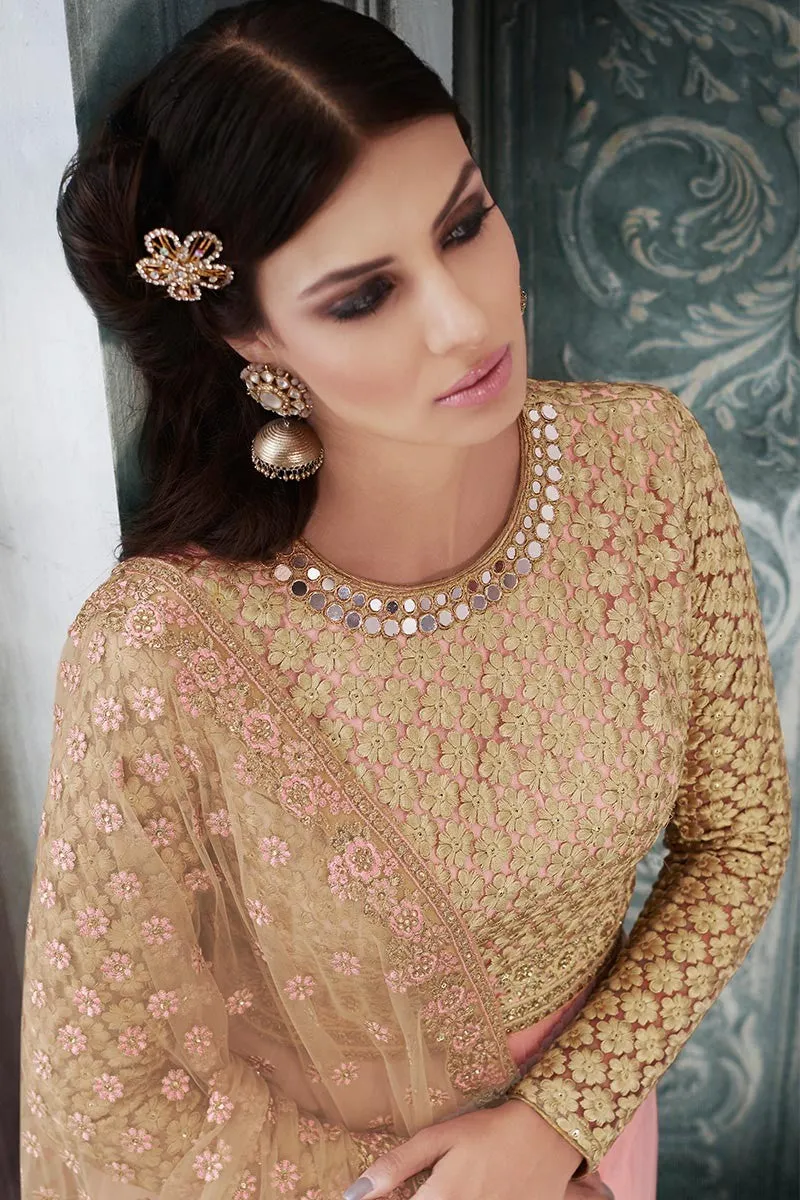 Pink Embroidered Designer Anarkali Suit