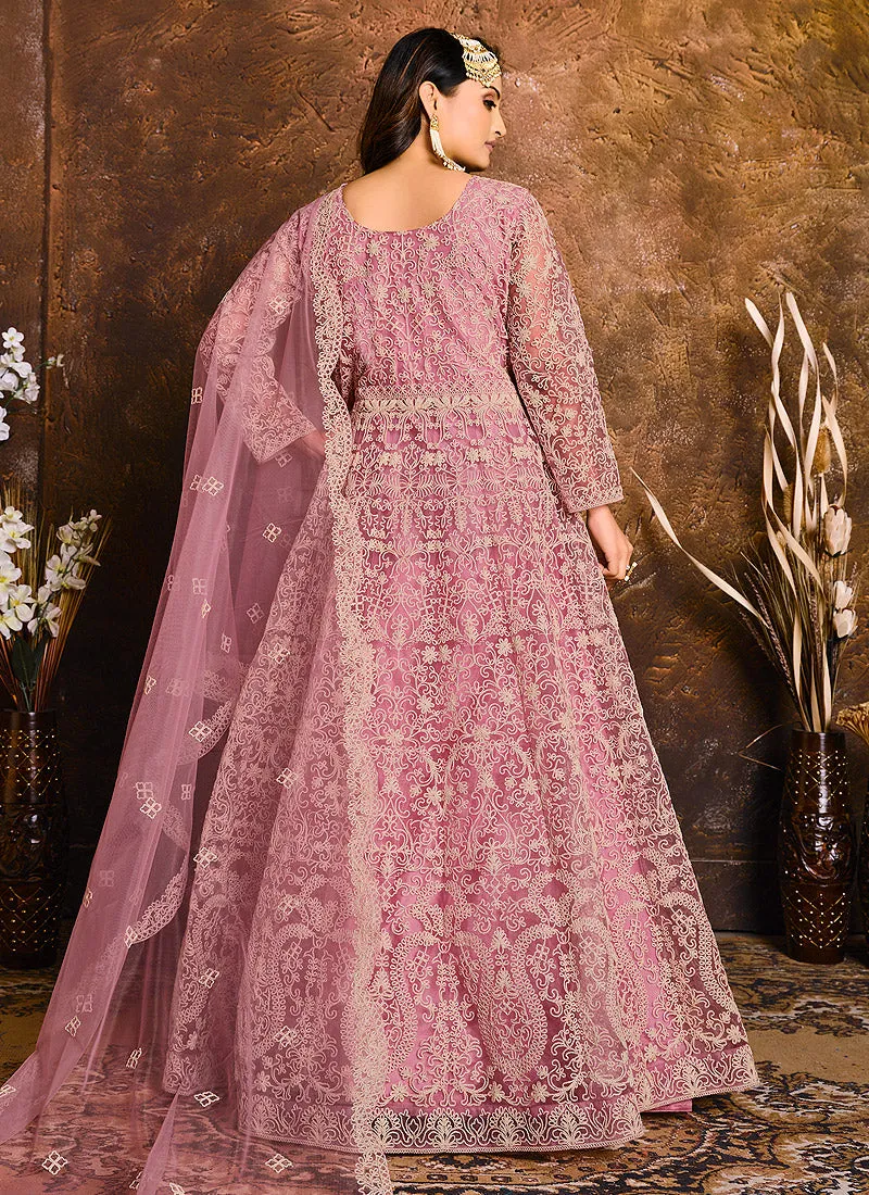 Pink Embroidered Indian Wedding Anarkali Suit